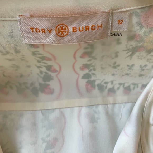 Tory Burch Cora Silk Dress pink floral size 12 - Picture 7 of 8